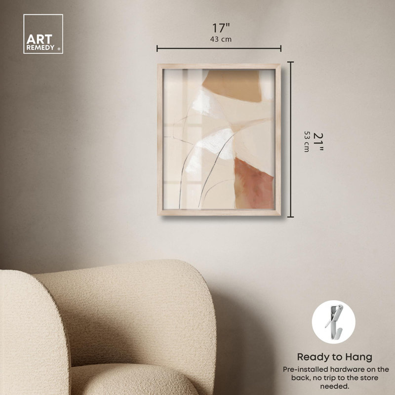 «Mineral Veins I Shadowbox Print» par Art Remedy, H 21 po x l 17 po, Crème, crème