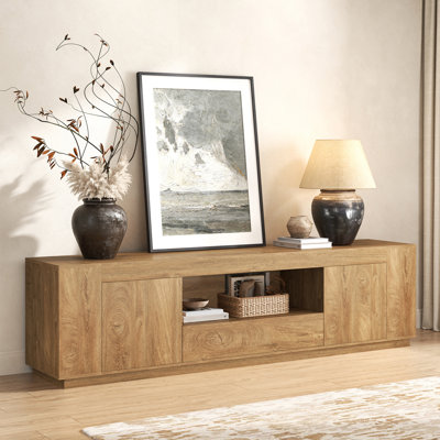 TV Stands For Living Room 78.74-Inch, Wooden Entertainment Center With 2 Cabinets & Drawer