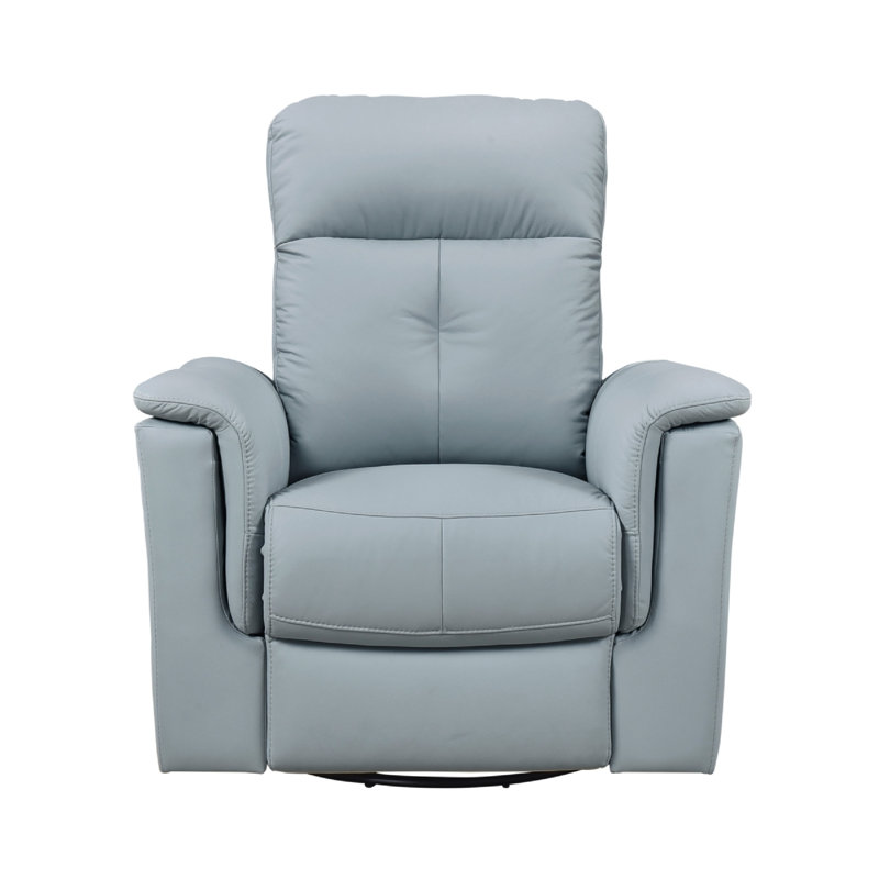 Rem Swivel Glider Manual Reclining Chair, Light Blue Top Grain Leather, Light Blue