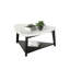 Ensemble de tables contemporaines 3 pièces avec dessus en marbre véritable, tables basses et tables d'appoint en bois d'ingénierie noir et blanc et en bois massif