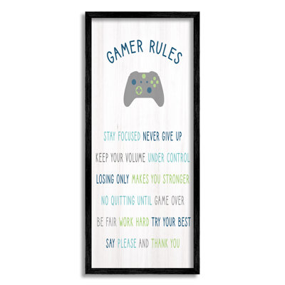 " Gamer Rules Listed Kids Video Game Motivational Phrases " by Daphne Polselli