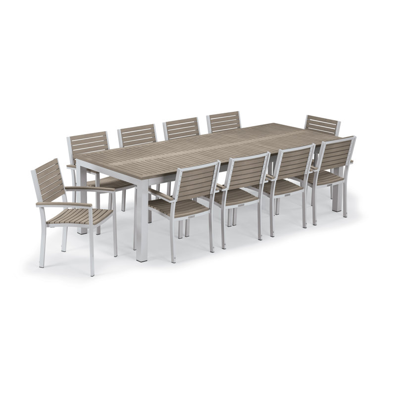 Travira Outdoor 11 - Piece Dining Set, Teakwood Vintage