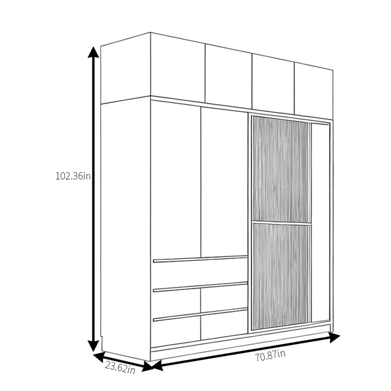 Garde-robe de luxe léger, H 102 po x l 71 po x P 24 po
