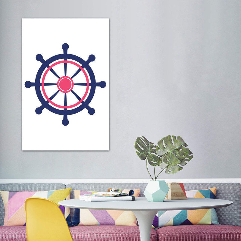 «Boat Wheel Nordic Design», reproduction d'impression, H 60 po x l 40po x P 1,5 po, Toile tendue, Pas de tapis
