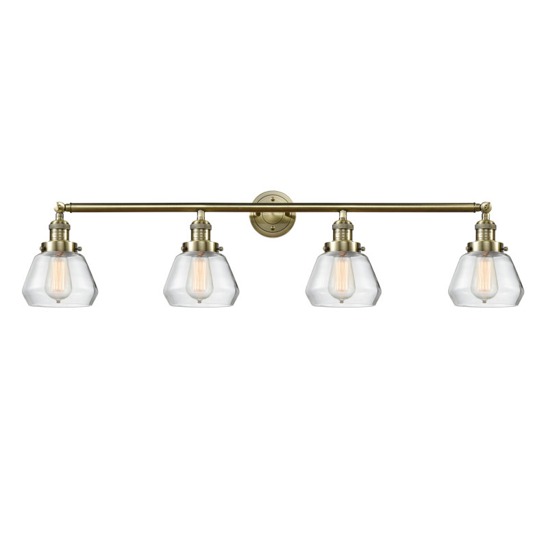 Éclairage pour salle de bain à intensité variable 4 lumières Chill, Laiton antique, Ampoule incandescente rétro de 60 watts