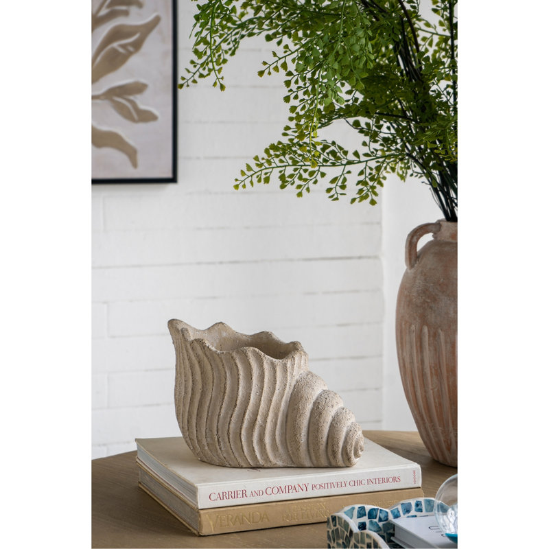 Pot à fleurs 11,5x7x7 pouces sable et ciment pour décoration rustique avec des herbes traînantes