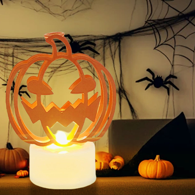 Décorations d'Halloween avec lumières de bougie et lumières de citrouille, B