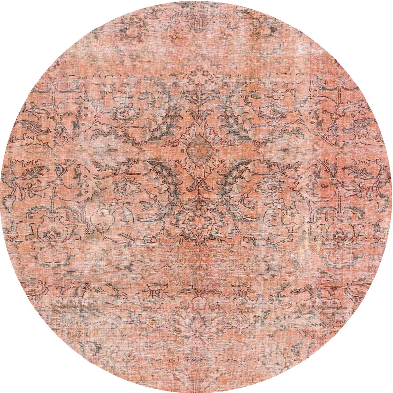 Tapis contemporain rose, Rond 8 pi