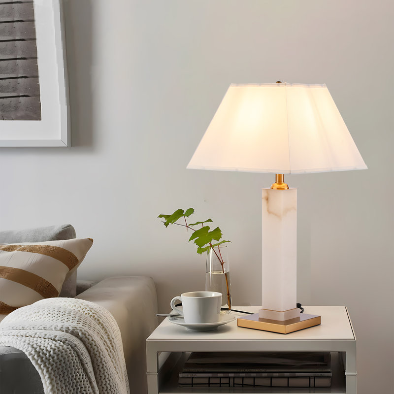 Sidnee Alabaster White/Gold Desk Nightstand Luxe Table Lamp