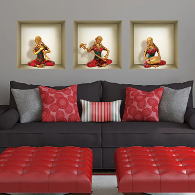 3D Niche Wall Art Decals - 3 Pieces | Easy To Apply, Stunning Decorative Stickers For Home and Office