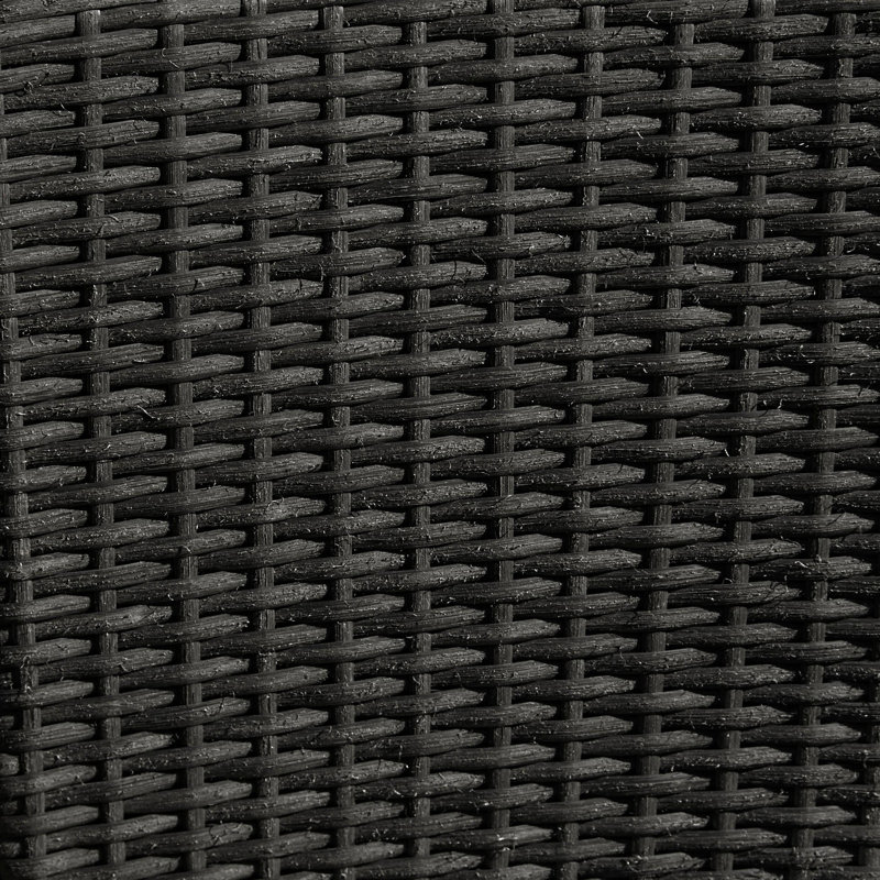 Quilla All Weather Wicker/Rattan 8 - Person with Cushions & Parasol, Black/Cream Umbrella