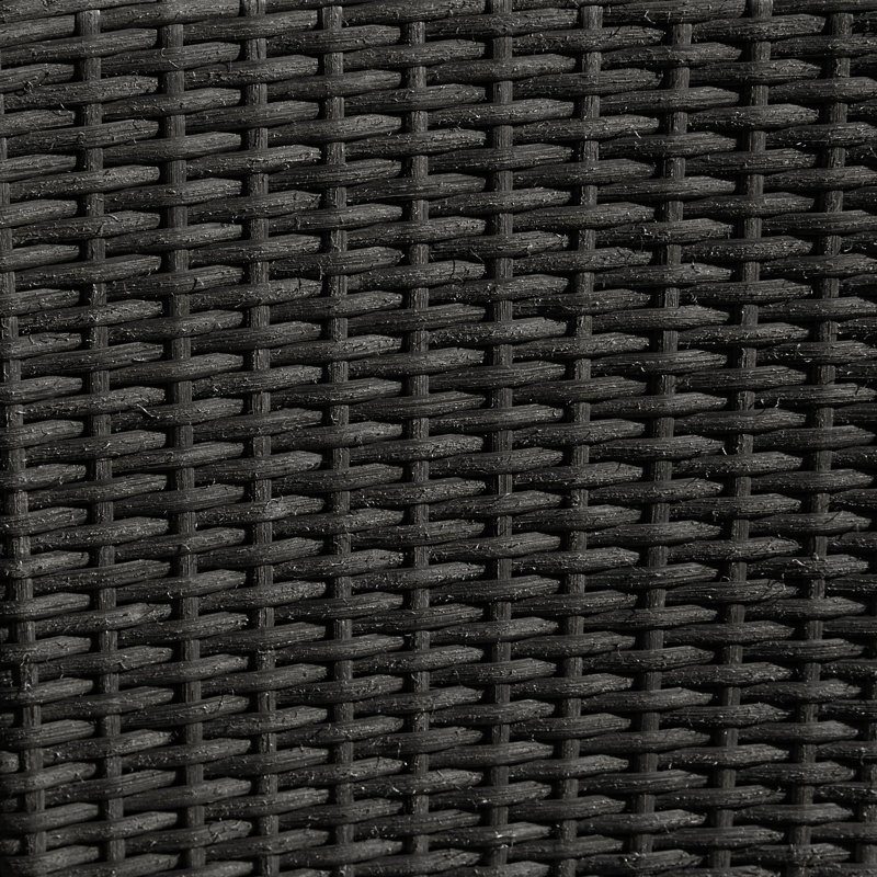 Quilla All Weather Wicker/Rattan 8 - Person with Cushions & Parasol, Black Weave/Grey Umbrella