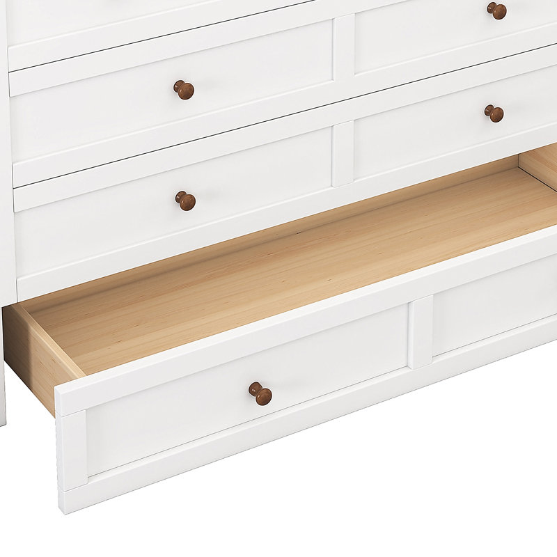 Commode lit escamotable en pin massif avec station de charge et grand tiroir de rangement, Grand lit