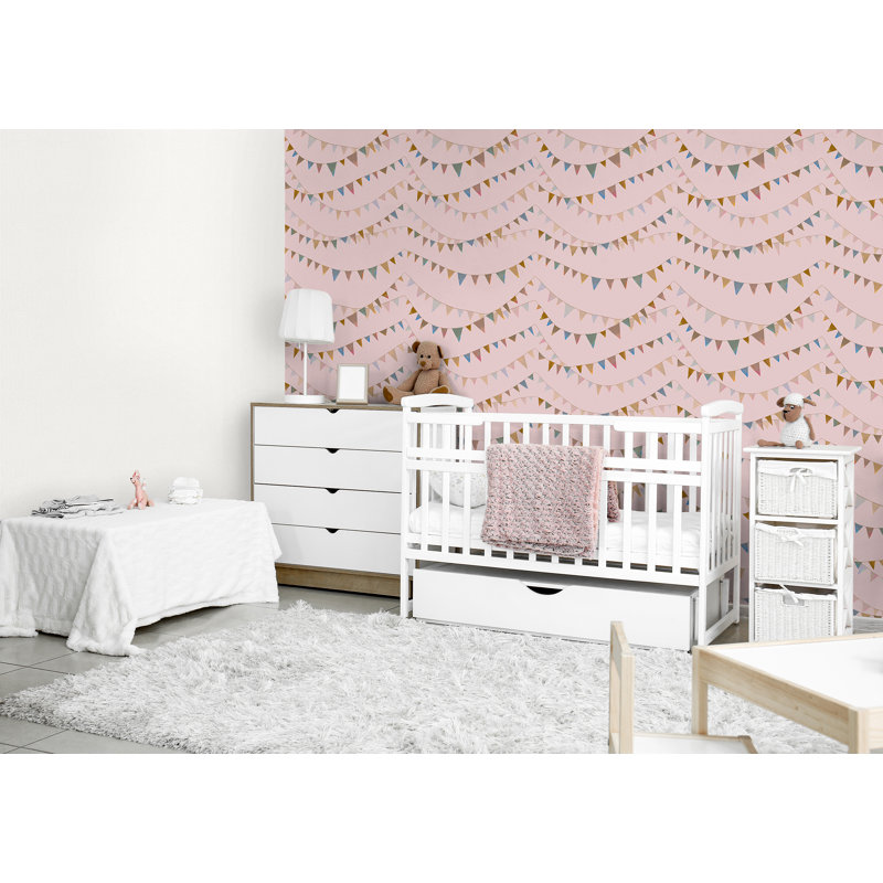 Great Kids Smooth Glitter Garland 33' L x 21" W Wallpaper Roll, Rose