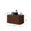 Meuble-lavabo mural moderne 36 po avec lavabo vasque noir, armoire en bois nervuré avec comptoir noir mat - conception d'inspiration Mid-Century pour les petits espaces
