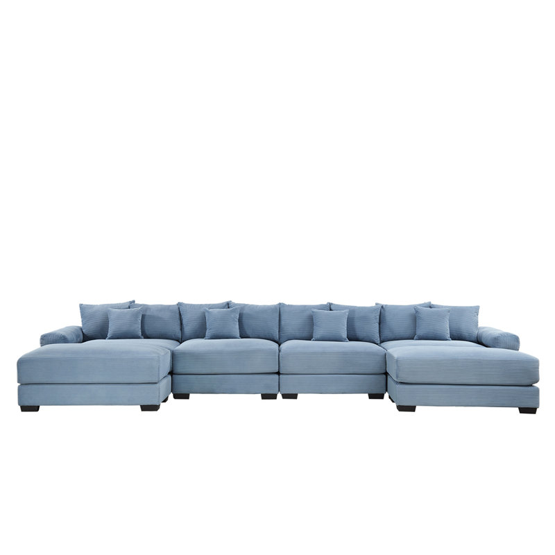 Canapé modulaire surdimensionné en U surdimensionné en nuage, tissu de velours côtelé de qualité supérieure avec méridienne, siège profond, accoudoirs larges, 8 coussins décoratifs, assemblage facile, pour les salons et les bureaux