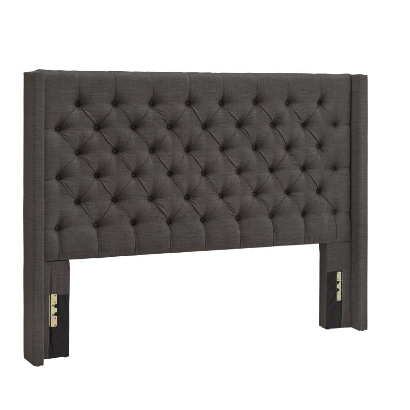 Kaster Upholstered Headboard, Queen, Heathered Dark Gray Linen