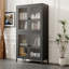 Armoire de rangement classique en métal, vitrine avec 4 portes en verre