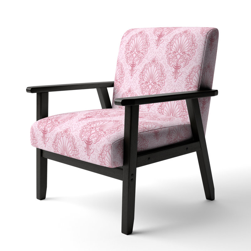 Fauteuil d'appoint rembourré à motif damassé rose