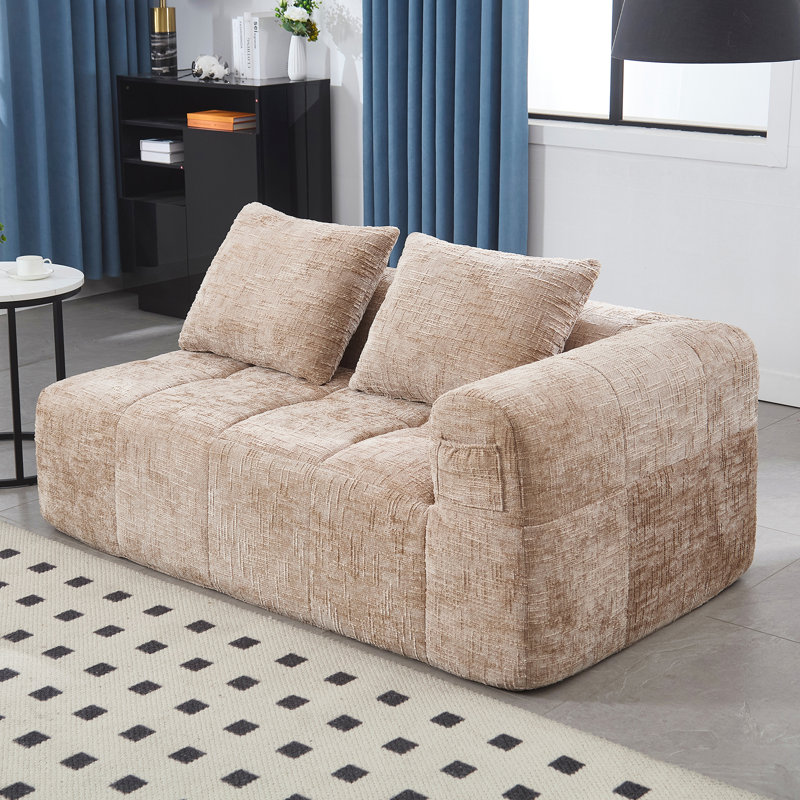 Canapé Chenille, canapé-lit modulaire idéal pour chambre à coucher, appartement et salon, Kaki
