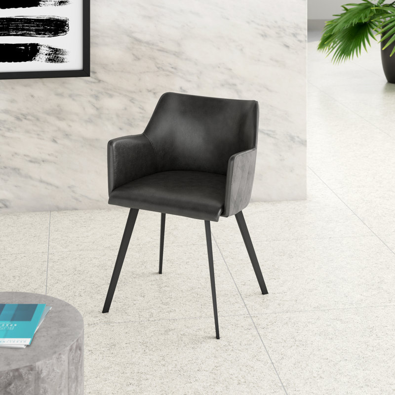 Stoltenberg Leather Seat Waiting Room Chair with Metal Frame - Grey