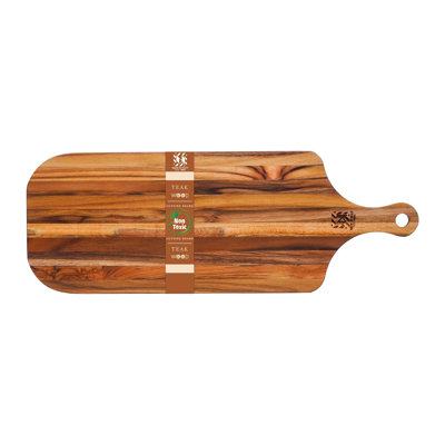 NEW M WAY TEAKWOOD EXTRA LONG Teak Wood Serving Paddle - Gourmet 20x7 Edge Grain Charcuterie Board (Half Inch Thin) - Ultra-Light 1.1 lb Board with Handle for Baguettes & Elegant Display