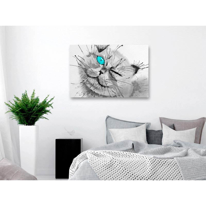 Tifor «Happy Look» sur toile, H 32 po x l 47 po x P 0,7 po, Gris / bleu
