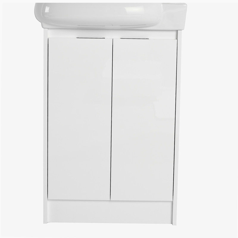 Coiffeuse 23 "avec lavabo et porte, Blanc lustré