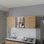Armoire murale Lydia en mélamine avec 4 portes et rangement en verre, chêne naturel