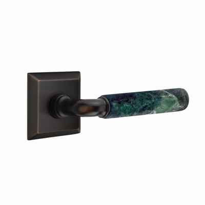 Ensemble de faux leviers Emtek Select, rosette Quincy, tige en R et poignée en marbre vert - l 6 po x L 6 po