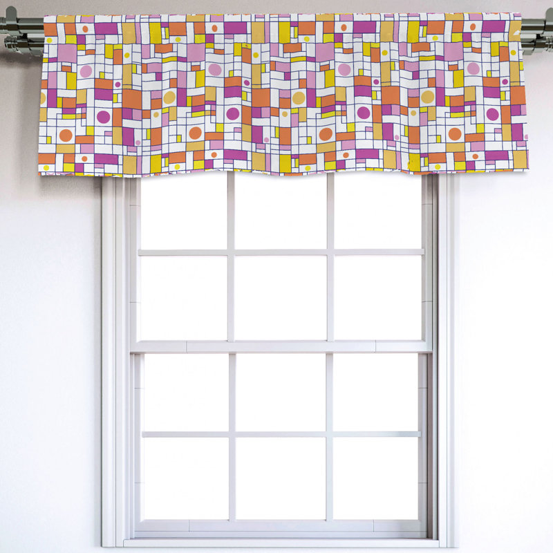 Sateen Geometric Ruffled Window Valance