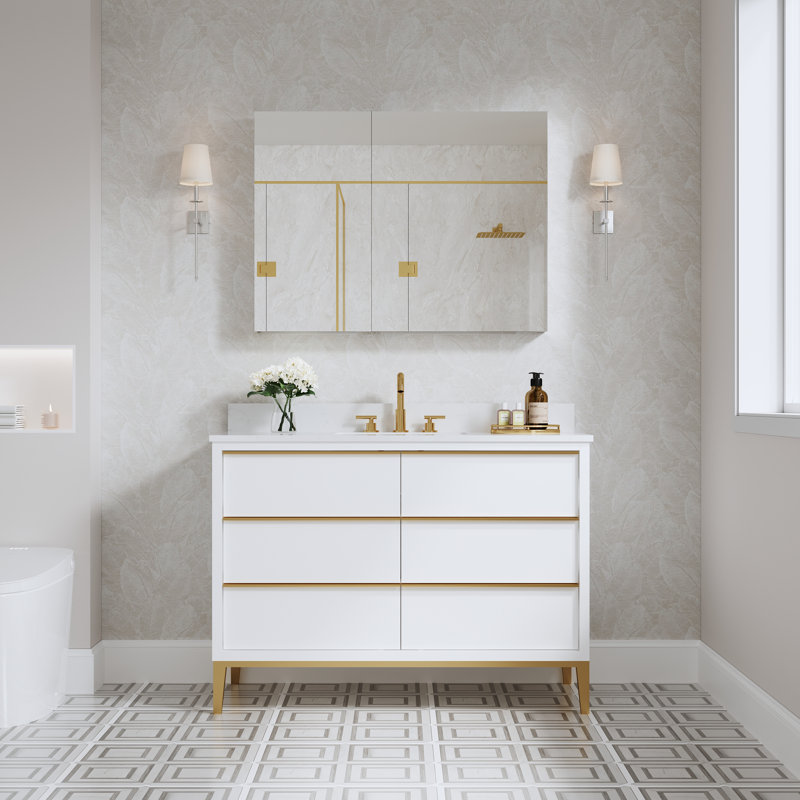 Armoire à pharmacie murale de salle de bain encastrée ou en surface l 40 po x H 30 po avec tablettes réglables en verre