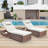 Outdoor Wicker Chaise Lounge Set Patio Reclining Chaise With Side Table And Cushions-1119938767