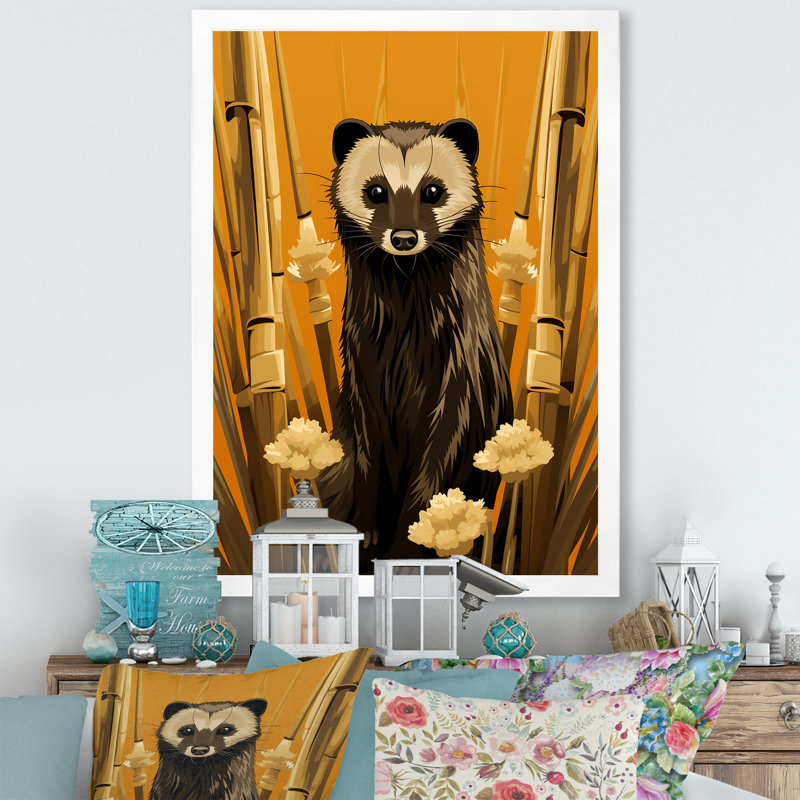 Découverte de suricate jaune, art mural Meercat, H 20 po x l 12 po x P 1 po, Cadre simple blanc