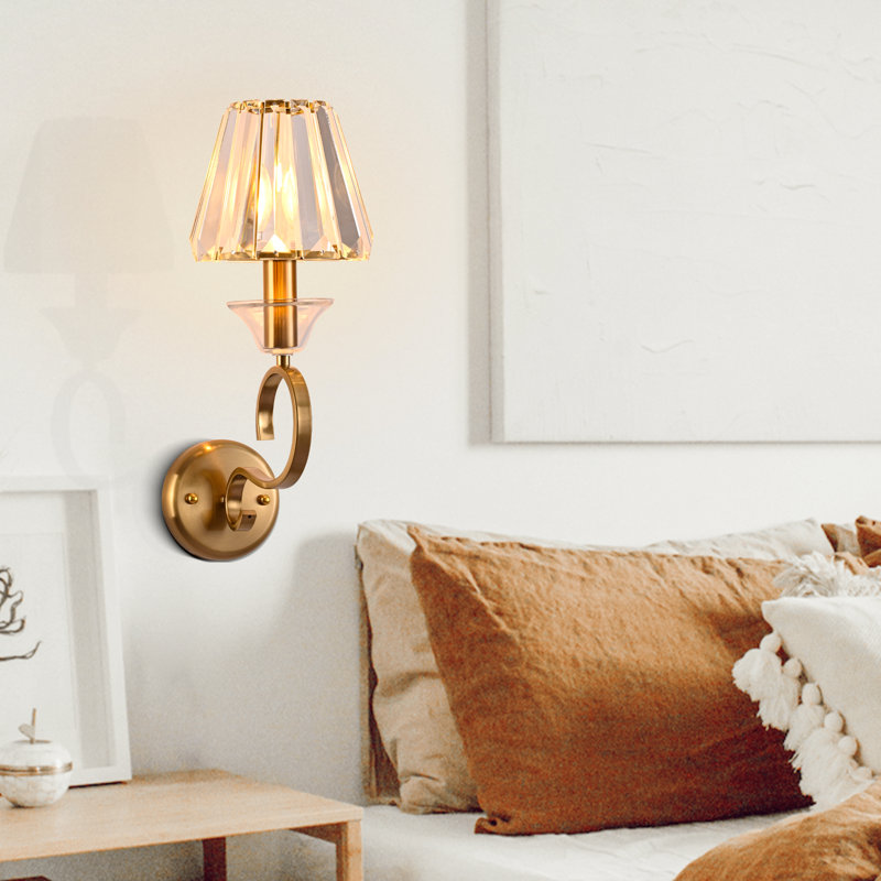 7" Antique Wall Sconce with Glass Shade and Metal Frame, Elegant Modern Wall Light for Home Décor, Gold