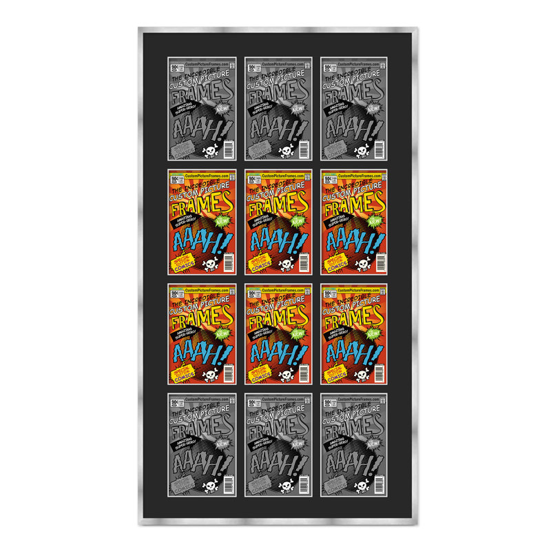 Wood Picture Frame with Mat, Black/Silver, 7.25" x 10.5", 29" x 50.5"