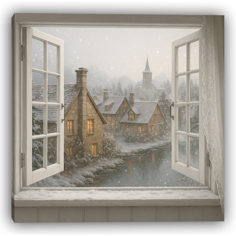 Winter Village Glow - Chalets enneigés et vue sur la rivière