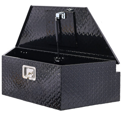 Boîte à outils en aluminium 39 pouces, boîte à outils pour camion robuste, boîte à outils de rangement pour remorque extérieure, organisateur de rangement pour véhicule récréatif, coffre inférieur avec clés de verrouillage, noir 39 x 16,5 x 11,8 pouces