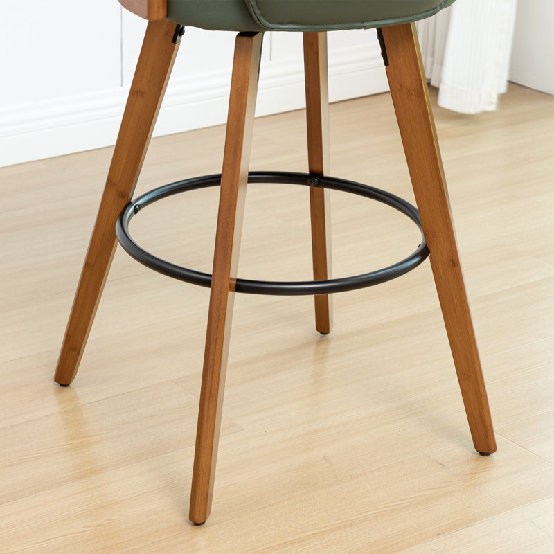 Tabouret de bar moderne pivotant de 26 po en cuir, Vert, Tabouret de comptoir (siège d'une hauteur de 26 p