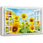 Fenêtre de paysage «Vue de la fenêtre d'un champ de tournesols, images naturelles, paysage rustique relaxant, calme et ultra» sur toile-98448695