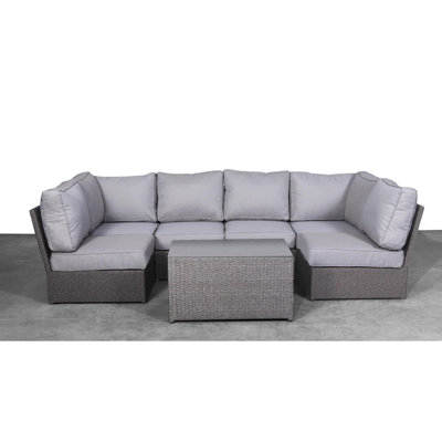 4 - Person, Outdoor Sectional Seating, Comfortable Machine Washable Cushions, Instant Use Fully Assembled, Reversible Design, Gray Cushion Covers Assembled Person With 14 Removable Rustproof Aluminum