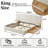 Expansive Headboard  Upholstered Platform Bed with Floating Nightstands and 2 Storage Drawers, King, Cream-479620779-479620774