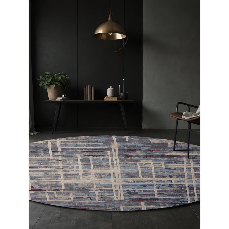 Machine Washable Gray Area Rug, Round 7'