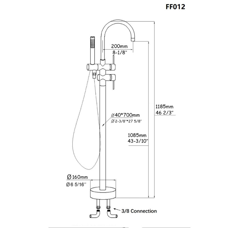 Jaryd Floor Tub Spout with Diverter