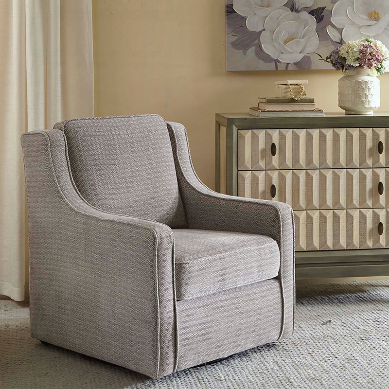 Curved Armrest Swivel Chair with High-Density Foam