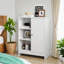 Armoire de salle de bain, support de rangement autoportant pour la cuisine, armoire de rangement au sol 23,62 po x 11,81 po x 31,5 po avec 1 armoire, 3 compartiments ouverts, tablettes réglables