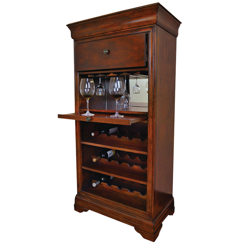 Silvia Bar Cabinet With Rack By RAM Game Room, Chestnut