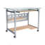 Bureau d'ordinateur à roulettes Techni Mobile, verre et argent
