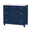 Meuble-lavabo 36 po avec lavabo en céramique, cadre en bois massif bleu, portes à fermeture en douceur, tablettes réglables, 3 tiroirs, y compris un tiroir à double profondeur pour le rangement du sèche-cheveux-695983273