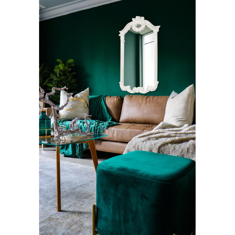 Roman Arch Beveled Mirror, White